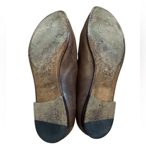 GUCCI Jordaan Brown Leather Horse-bit Loafers Size 37.5 - Picture 6 of 9
